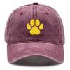 Golden Cat Paw Print Snapback Sun Hat, Mesh Hat Cozy Leisure Casual Breathable Adjustable Baseball Cap