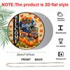 2D Flat, 1pc Round Aluminum Hanging Sign, Fall Football Welcome Blue Helmet Pumpkin Maple Leaf Metal Wall Decor, Rustic Farmhouse Autumn Sports Front