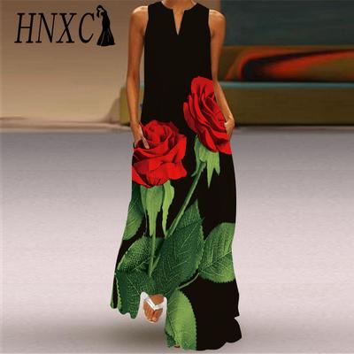 HNXC Moda Estiva Primavera Donna Senza Maniche Scollo a V Abiti Casual