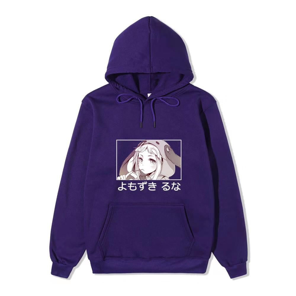 Black Warm Fleece Hooded Sweatshirt Kakegurui Compulsive Gambler Kirari Color Print Japanese Title Loose Street Hoodie