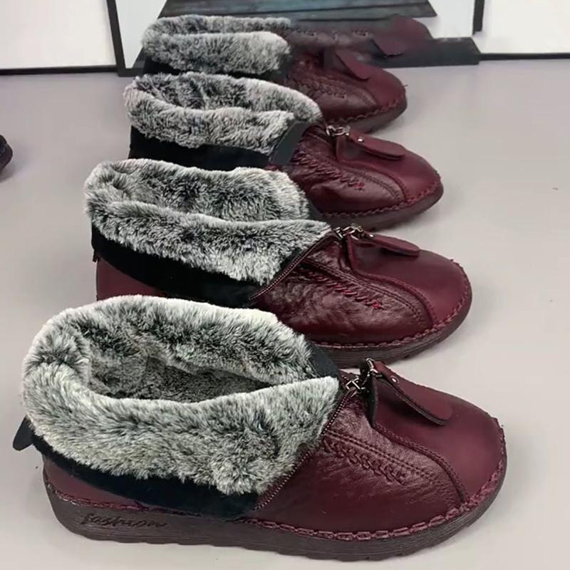 Platform Women Shoes Fleece Warm Winter Women's Boots Soft Sole Non Slip Mom's Shoes Fashion Zip Short Plush Snow Boots