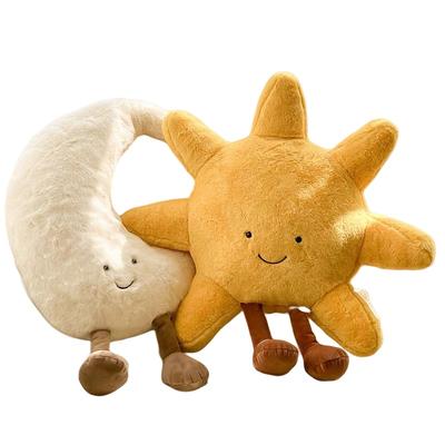 Cuscino Peluche Faccina Sorridente Lunare Giallo Sole Nordico Giocattolo Peluche Meteo Carino per Camera da Letto Bambino Cuscino Decorativo per Divano