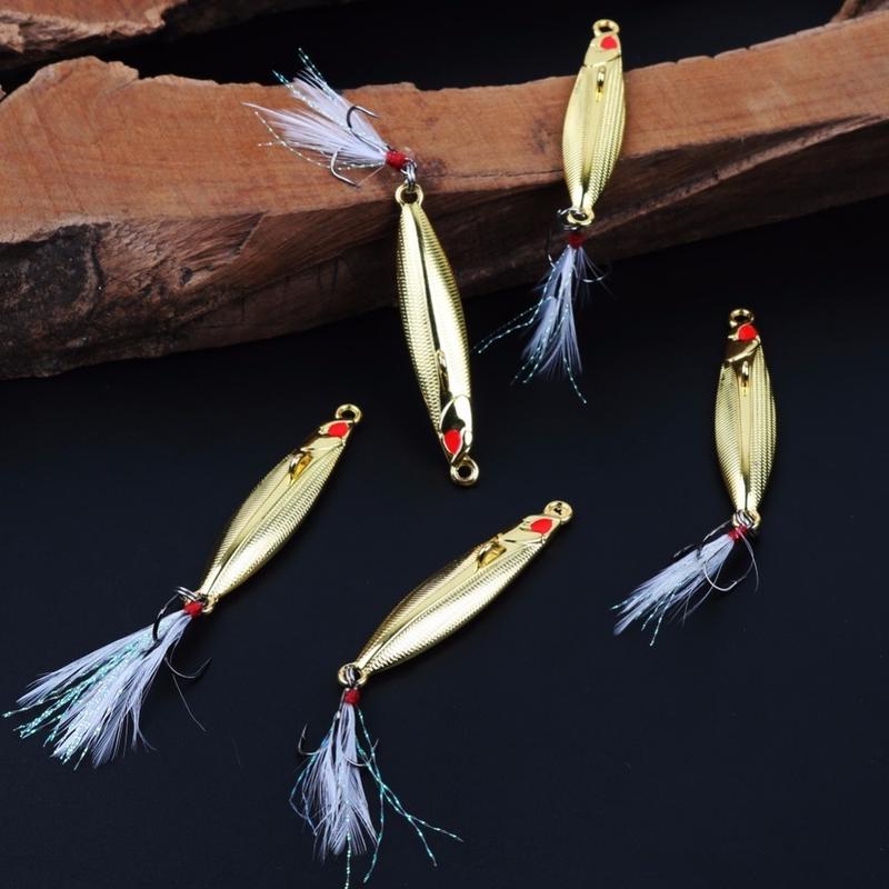 Spoon Fishing Lure 5pcs/lot Metal Gold/Silver Hard Baits Sequins Noise Paillette Hard Fishing Lure