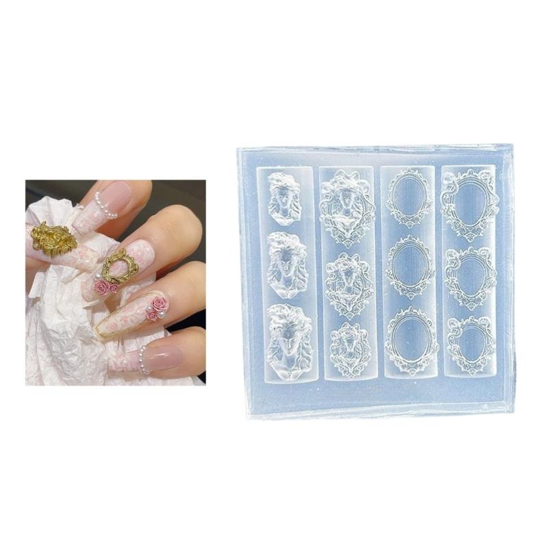 Flexible Silikonform für Medusa-Rahmen Nagelkunstdekorationen DIY Bastelwerkzeug Wiederverwendbares Schmuckherstellungszubehör