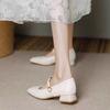 Retro square head Mary Jane women's shoes autumn new versatile high heels thick heel light mouth single shoes women