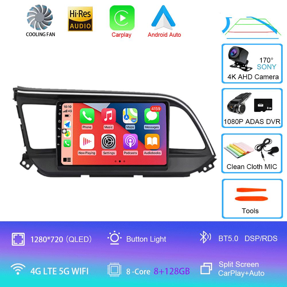 For Hyundai Elantra 6 2019 2020 Car Intelligent System CarPlay DSP Navigation GPS Android 14 All In One MIC 2000*1200P