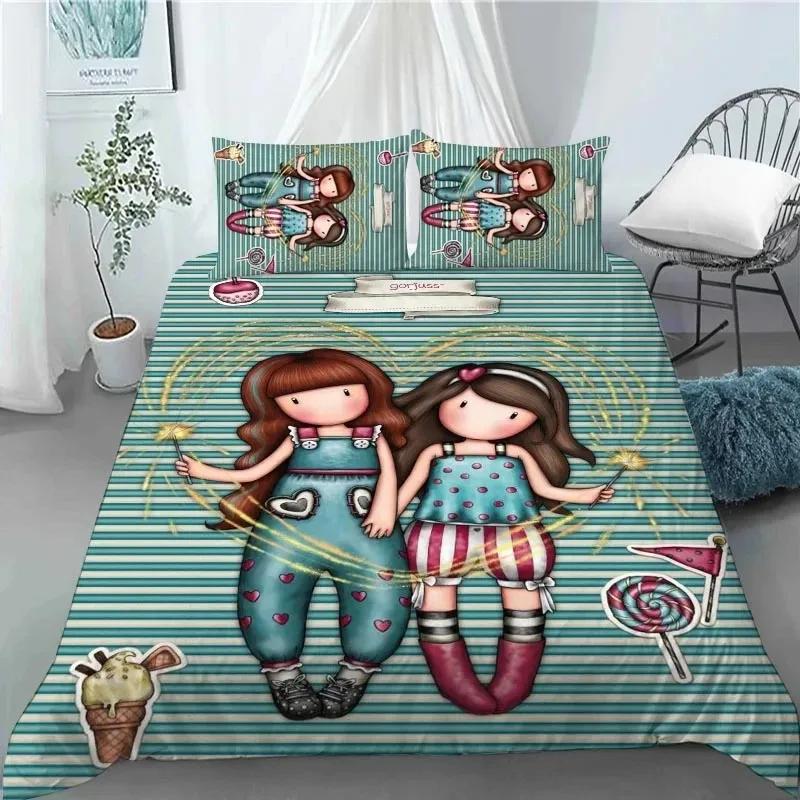 Santoro Gorjus Soft Duvet Cover Set Ful Quen King-Sized Dimensionsd Dimensions Anime Beautiful Girl Beding Set 3D Print Santoro Gorjus Young Girls