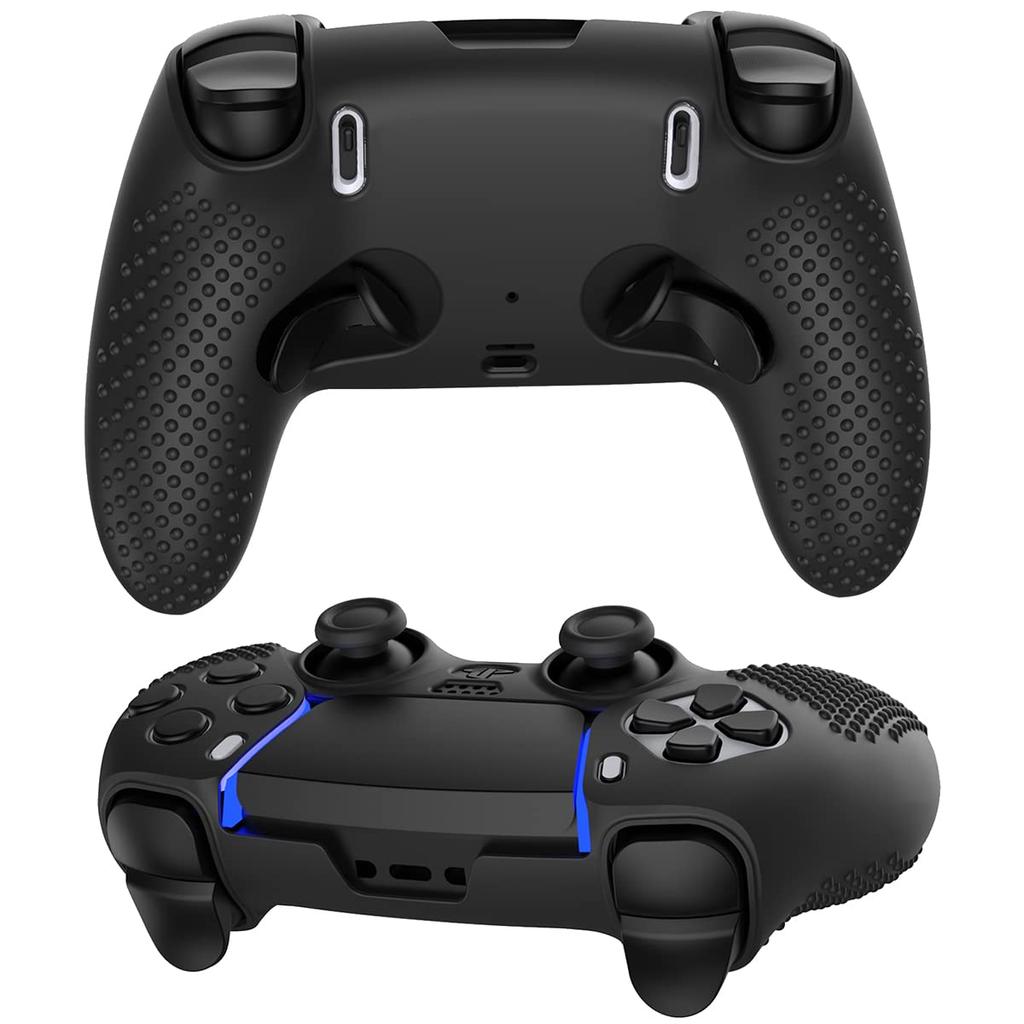 XBERSTAR Ergonomic Silicone Cover Case for PS5 DualSense Edge DualSense Edge Soft Rubber Protective Skin for Wireless Controller with Thumb Grip Caps