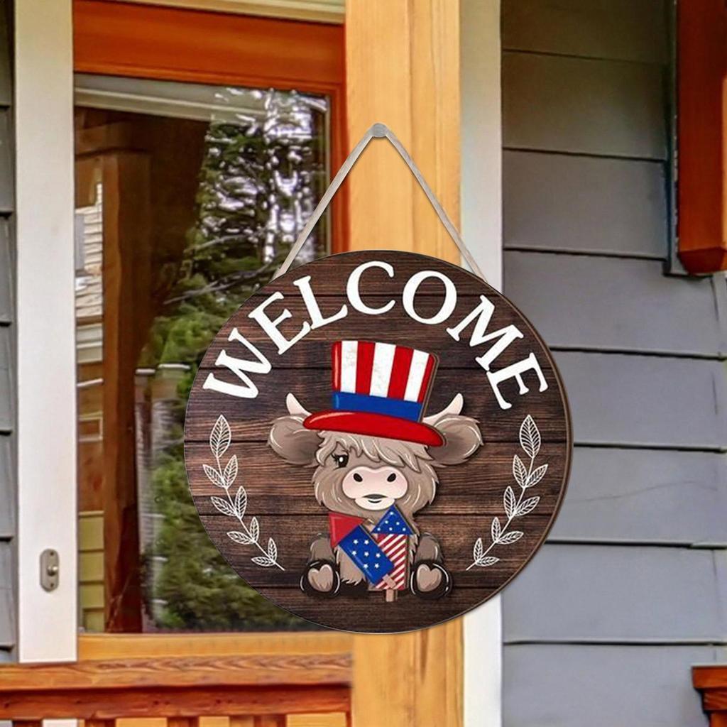 Porch Welcome Sign Magnetic Wooden Highland Cow Sign Door Decor Holiday Decor For Office Store Housewarming Party Birthday