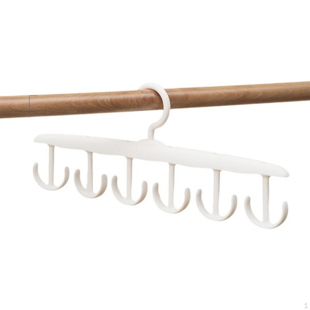 SpaceSaving Clothes Hanger, MultiHook Rotating Organizer, Dorm Closet Storage White 1pc