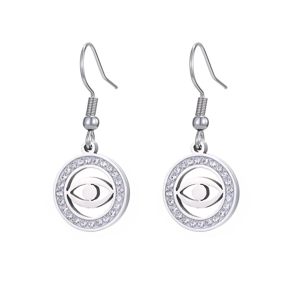 

Комплект из серег и ожерелья из нержавеющей стали с дизайном глаз, мистические украшения с фианитами для женщин, смелые символические аксессуары