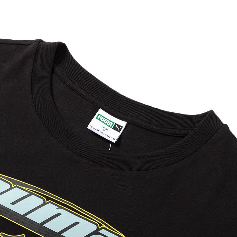Puma Life Series Letter Print Design Casual Breathable Short Sleeve T-Shirt Men Tops Black 627011-01