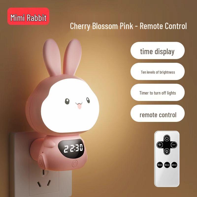 

Ночник с мягким светом, активируемый голосом, для сна, с часами для детей Sakura Pink with Remote Control + Timer Off