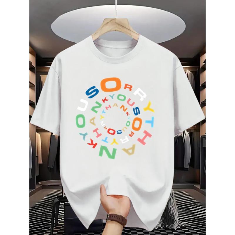 Europäische Größen Sommer Herren Mode Kurzarm T-Shirt mit Buchstabenmuster Druck