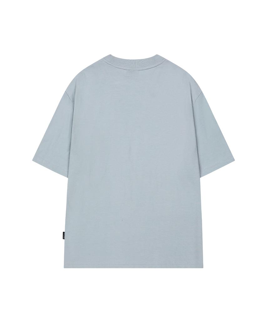 ODDSTUDIO Angel Rabbit Ascii Graphic Oversized T-Shirt - Grayish Blue