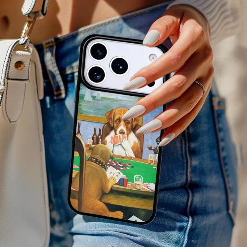 Dogs Playing Poker Phone Case For iPhone 17 Air 14 15 13 12 Max Cover For Apple 14 15 16 16e 11 Pro Max Plus