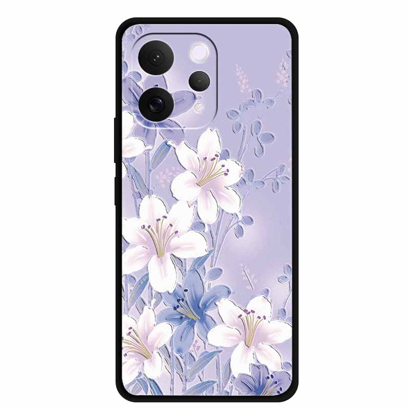 For Vivo S50 5G Case 3D Emboss Flower Black Silicone Soft Back Cover Case For Vivo S50 2025 Phone Case 6.59" Coque V2528A Fundas