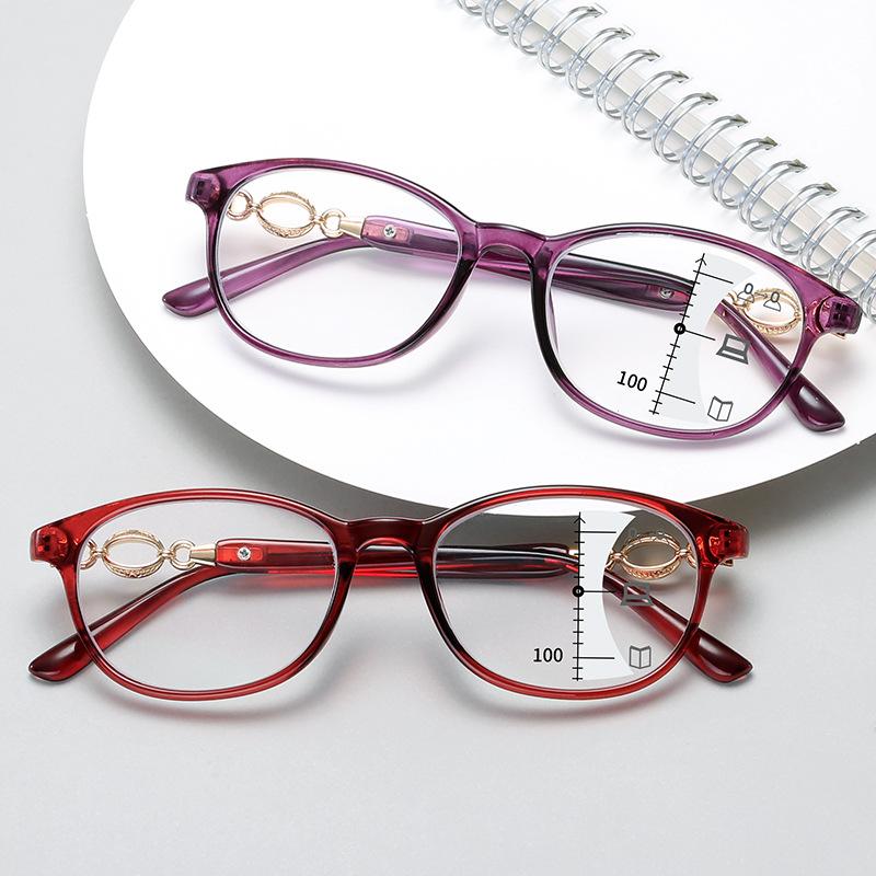 3 In 1 Progressive Multifocal Reading Glasses for Women Anti-blue Eyeglasses Easy To Look Far and Near +1.0 To +4.0
