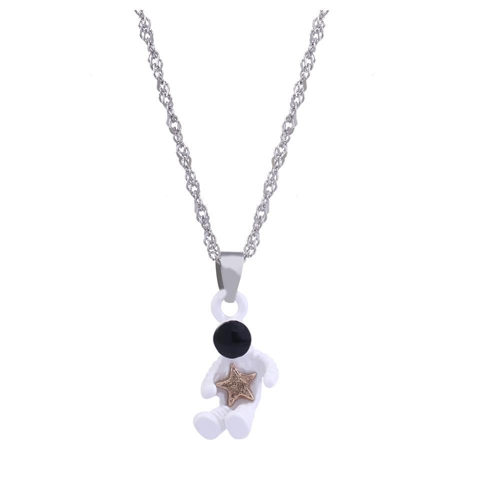 

Mini Astronaut Pendant Necklace Silver Tone Spaceman Choker Chain For Women Girls Boys Party Holiday Jewelry Present Gift