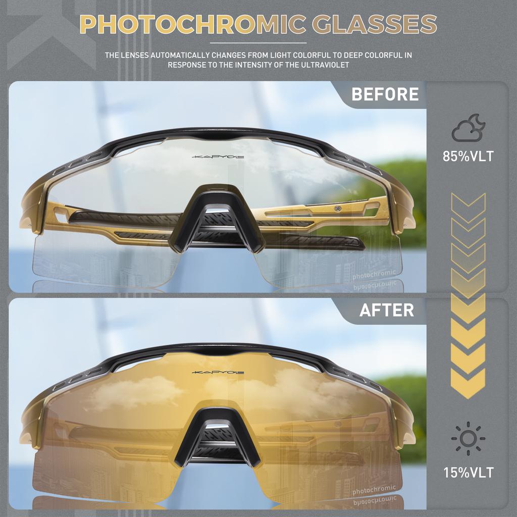 Pochromic Cycling Glasses UV400 MTB Cycling Sunglasses Man Bicycle Goggles Outdoor Bike Eyewear Sports Safety Glasses