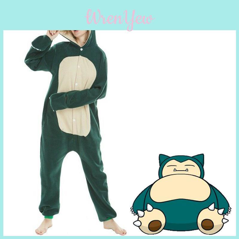 Cozy Adult Sleepwear With Pokemon Kigurumi Anime Snorlax Pattern Pajamas Onesie
