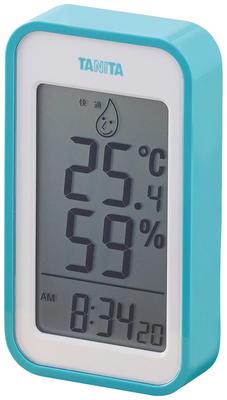 TANITA Duży wyświetlacz cyfrowy z temperaturą i magnesem Termohigrometr (TT-559 BL) - Wyświetlacz, Zegar, Kalendarz, Wilgotność, Do montażu na ścianie, Na stół,