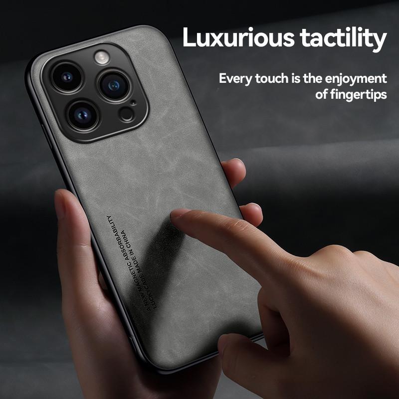 Built-in Metal Magnetic Case For iPhone 16 Pro Max 15 14 Plus 13 12 Mini 11 Protective Cover Silky Feel Coque Fundas Capa