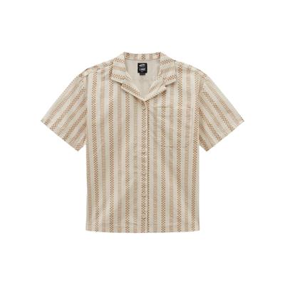 X Spitfire Koszula damska w paski jednorzędowa casual z krótkim rękawem ecru VN000G3NDJR