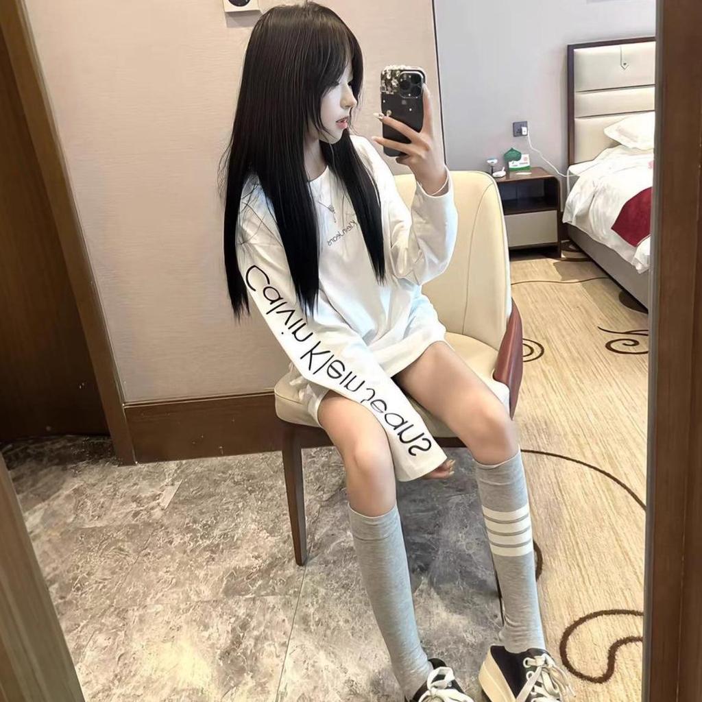 2025 Autumn Korean Letter Print Long Sleeve T-shirt for Men & Women