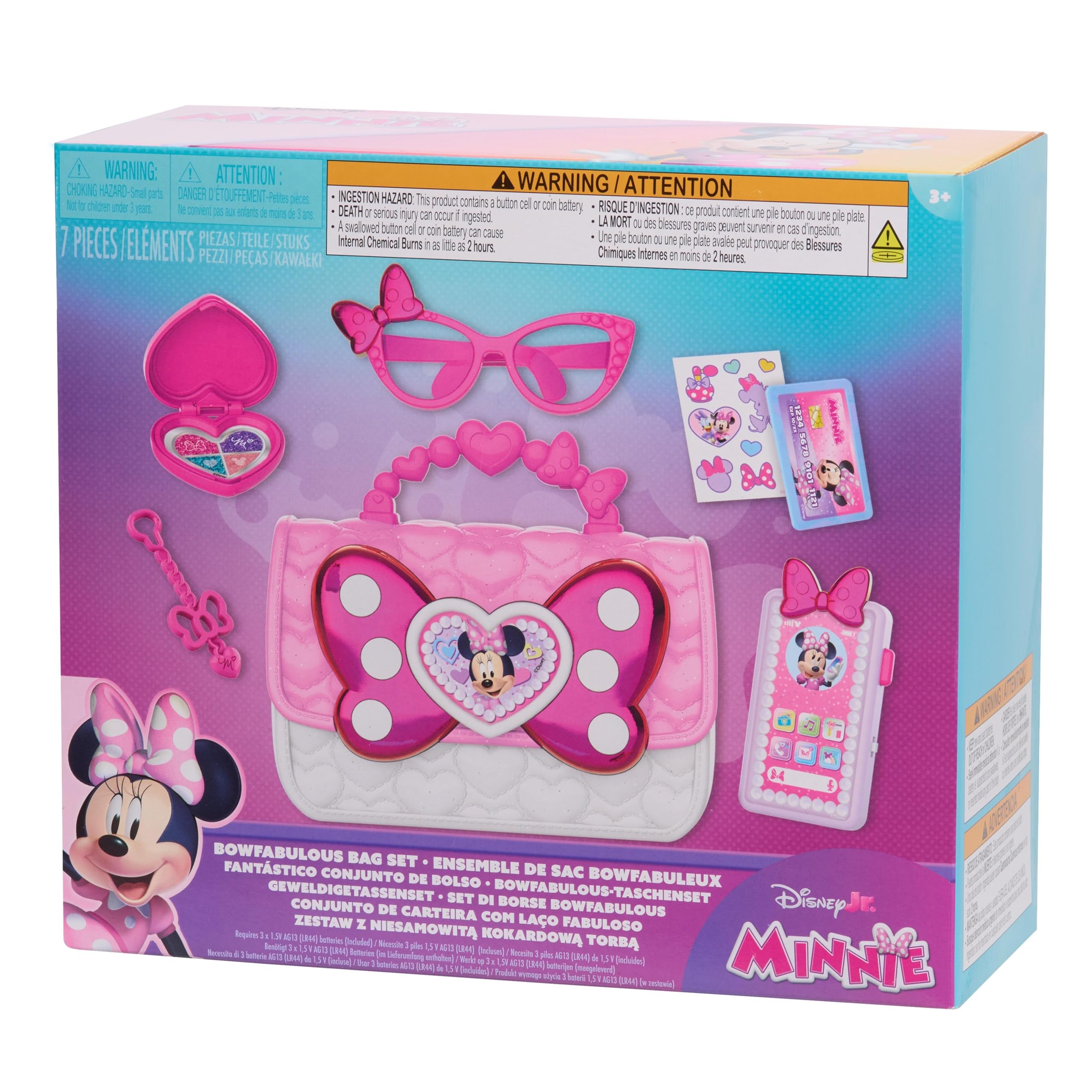 

Just Play Disney Junior Minnie Mouse Bow Fabulous Bag Set Dress Up Pretend Play Toy Purse Set - 7-Piece (Ages 3+) розовый