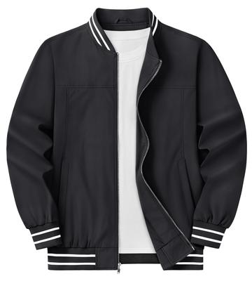 KEFITEVD Leichte Pilot Baseball Plus Business Größe XL Herrenjacke, Herbst-/Winterjacke, Größen, Leichtgewicht, Winddicht, Jacke, Schwarz,