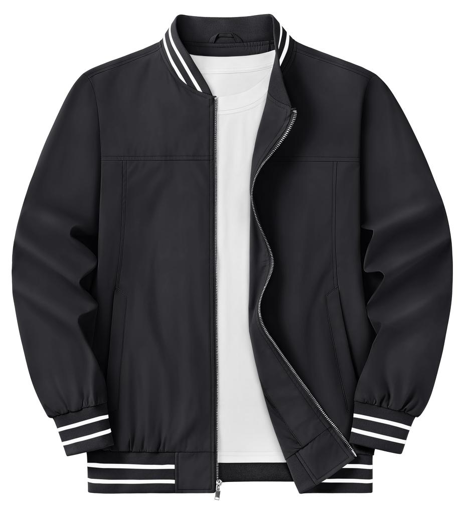 KEFITEVD Lightweight Pilot Baseball Plus Business Size XL Men's Jacket, Autumn/Winter Jacket, Sizes, Lightweight, Windproof, Jacket, Black,
