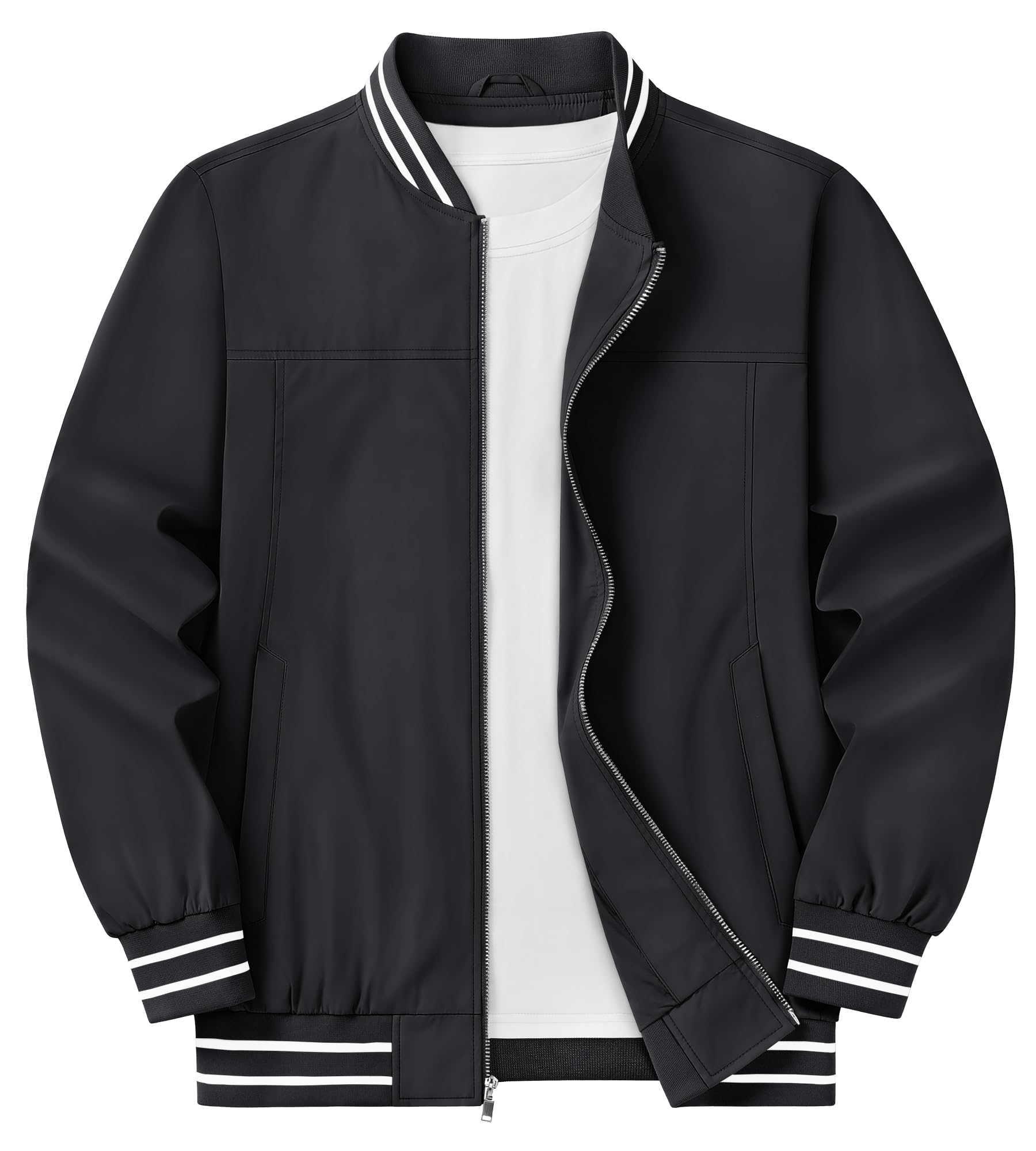 

KEFITEVD Легкая куртка-пилот бейсбольного типа, размер плюс, XL, мужская, осенне-зимняя куртка, размеры, легкая, ветрозащитная, куртка, черная, чёрный