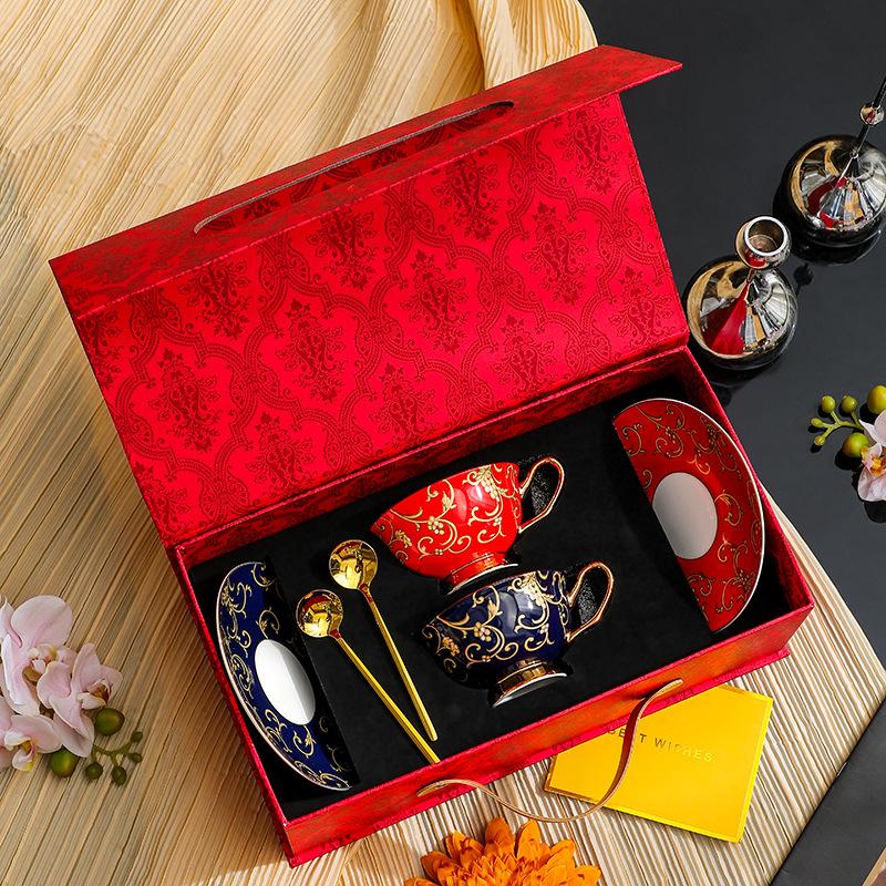 Coffee cup high-end exquisite light luxury high-end ceramic cup afternoon tea tea set gift box wedding gift