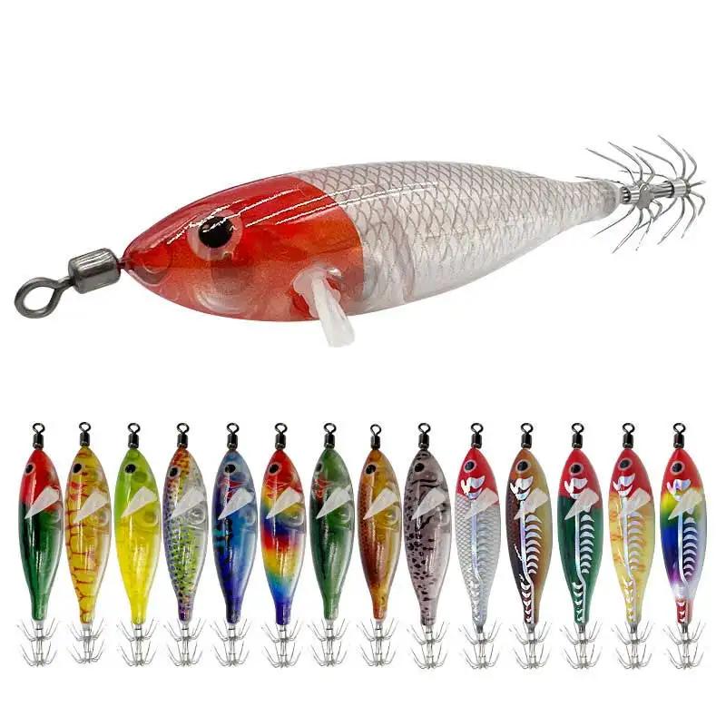 Random 6/10pcs/set 8cm/ 5.7g Shrimp Fishing Lures Luminous Squid Jig Hook Sea Fishing Accessories Artificial Bait Octopus Lure