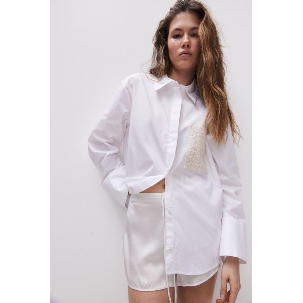 

Рубашка из поплина HM с открытой спиной, белая