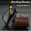 Classic Unisex Folding Reading Glasses with Box Blue Light Blocking Vintage Far Sight Diopter Eyewear for Men Women