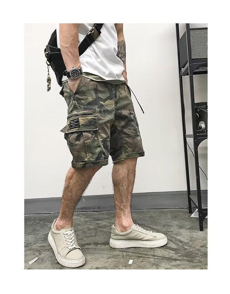 Herren Camouflage Cargo Shorts: Mittellanger Militärstil, Outdoor-Freizeitbekleidung mit mehreren Taschen