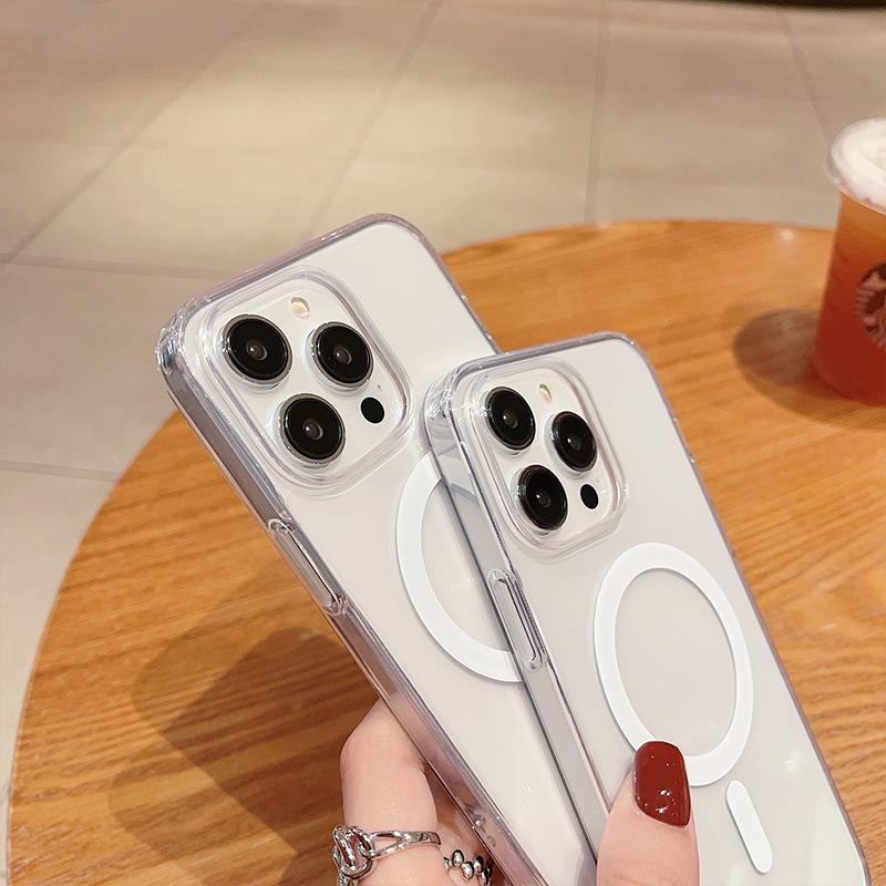 Transparent for Magsafe Magnetic Cases for iPhone 15 14 13 12 11 Pro Max Mini 7 8 Plus Clear Wireless Charging Phone Accessories