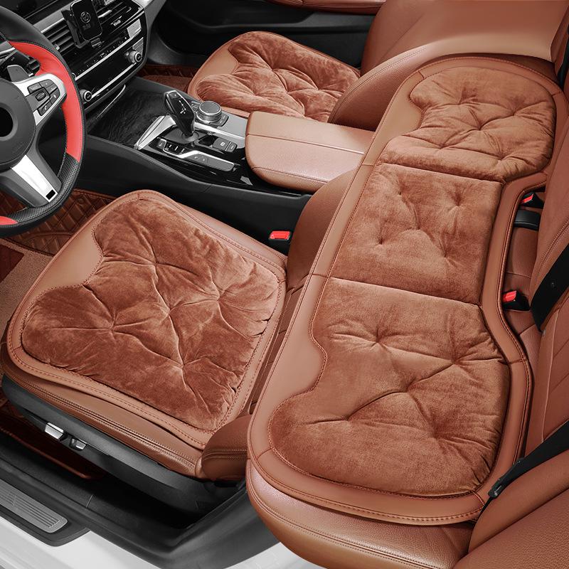 Plush Car Seat Cushion with Backrest - Thickened for Autumn/Winter Warmth