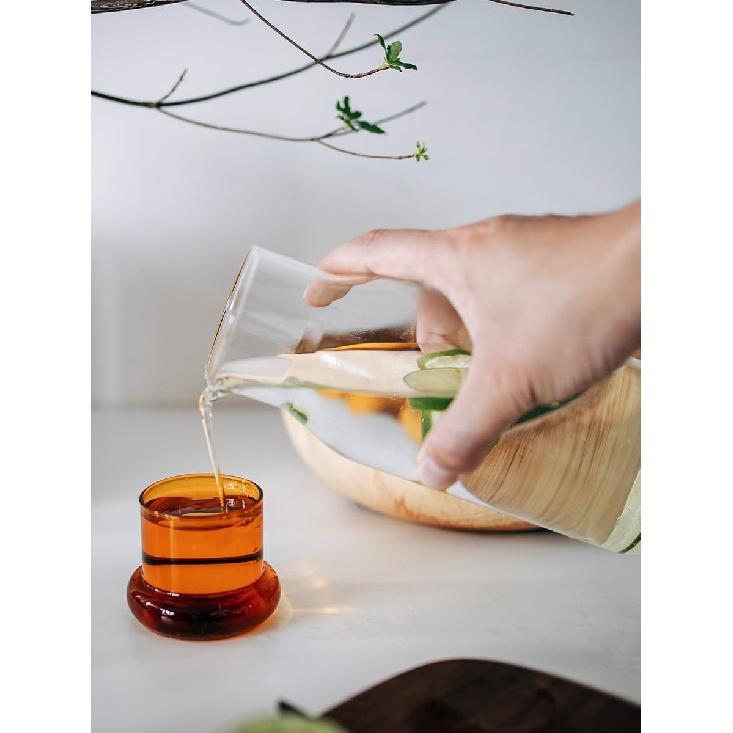 Glass Water Carafe Pitcher Bedside Night Carafe Juice Jug with Tumbler Glass,27oz