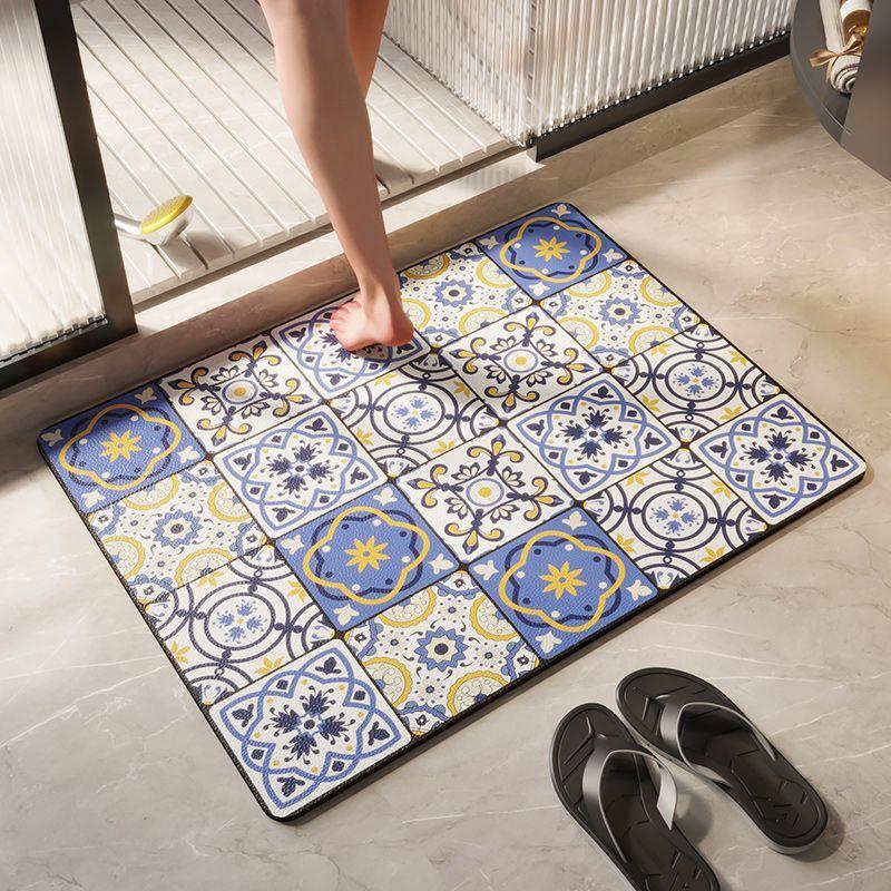 Retro Wind Diatom Mud Floor Mat Bathroom Absorbent Floor Mat Toilet Toilet Toilet Non-Slip And Dirt-Resistant Wear-Resistant Quick-Drying Floor Mat