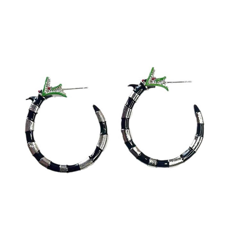 Coral Snake Hoop Earrings Enamel Snake Juice Earrings Vinatge Gothic Snake Hoop Earrings Cosplay Halloween Costume for Men Women