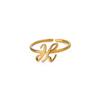 Stainless Steel Initial Letter Pendant Rings For Women Gold Color Trend A-Z Letter Finger Ring Aesthetic Wedding Jewelry Bijoux