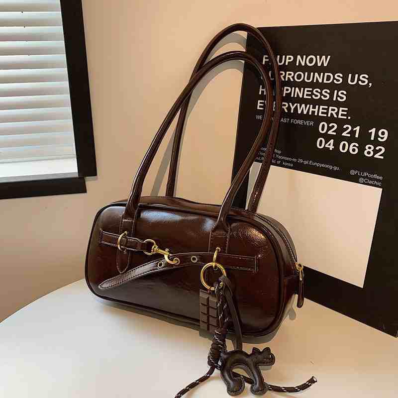 High-Grade Oil Waxed Leather Retro Shoulder Bags Women Textured Solid Color Armpit Bag Autumn Winter All-Match Lady Handbags