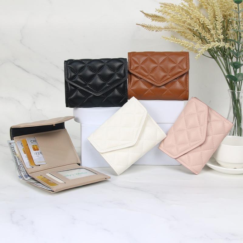 Simple student short wallet wallet niche diamond design multi-card women's small square bag change bag
