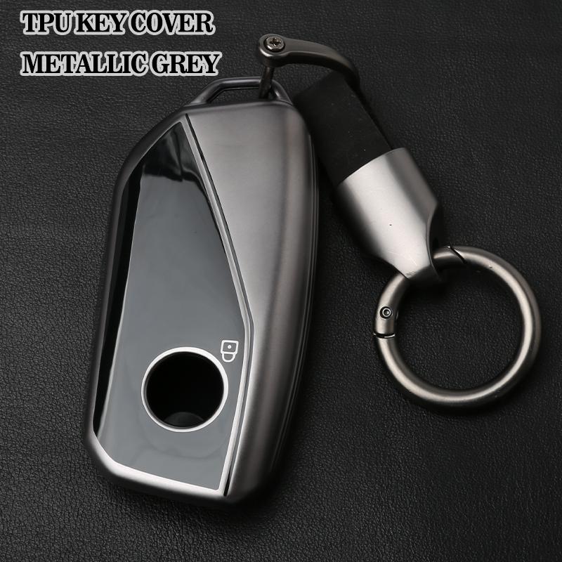 Compatible with BMW Key Fob Cover Soft TPU 2023-2025 New 5 7 Series 740i 760i X1 X5 X6 X7 XM IX IX3 I5 I7 Gray Accessories