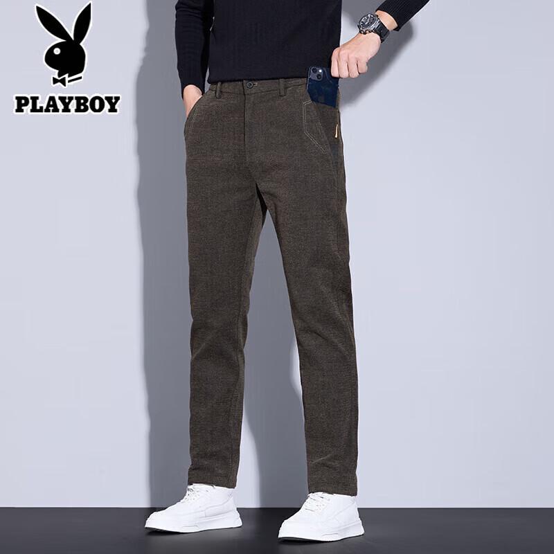 

PLAYBOY Men s 2025 Loose Straight Solid Casual Business Pants 34