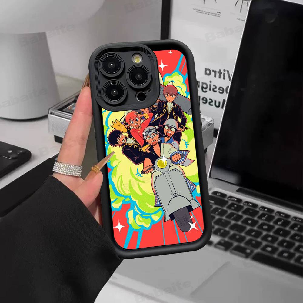 Funny Anime GINTAMA Silicone Soft Phone Case For IPhone 17 16 15 14 Plus 13 12 Mini 11 Black Cover