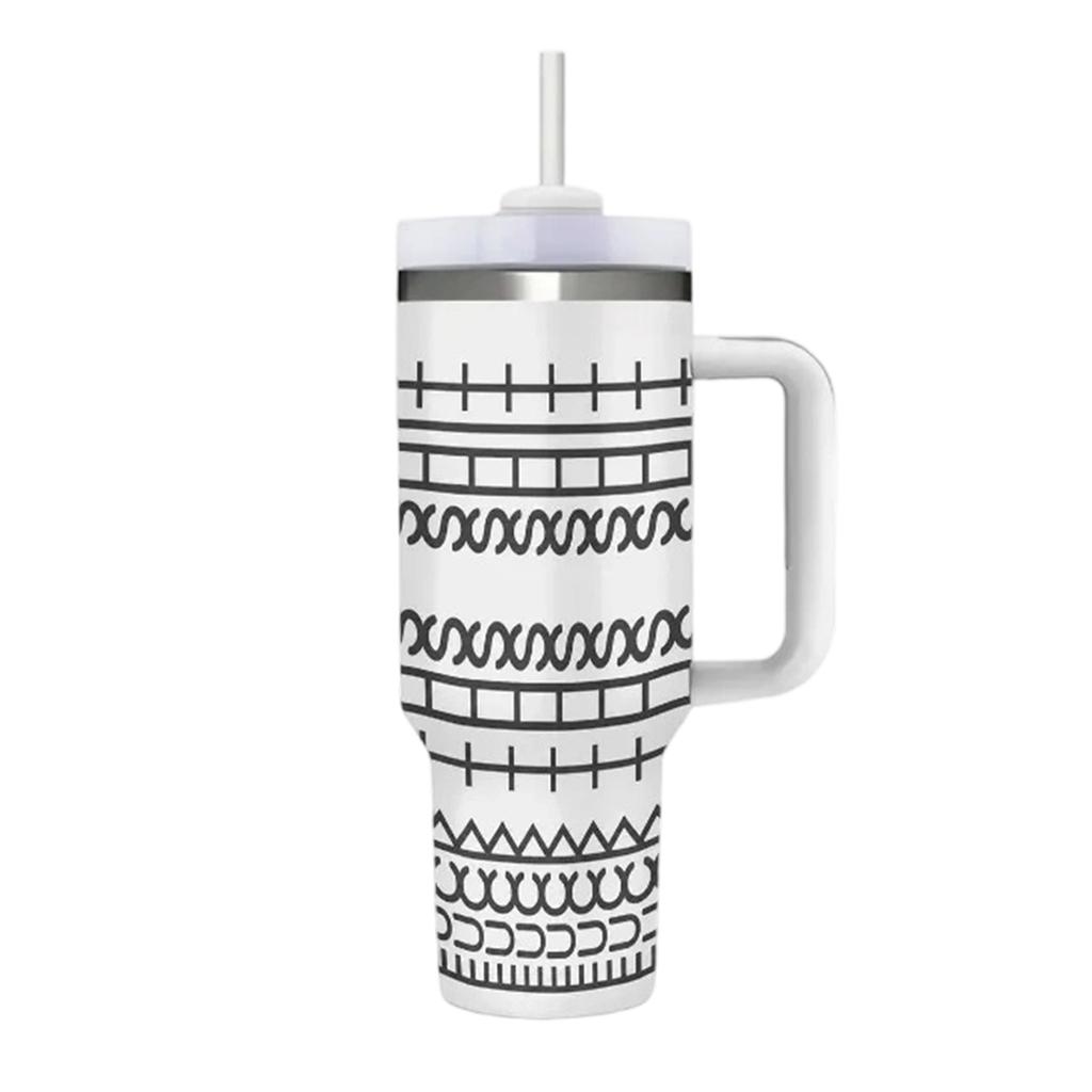 40 oz Stainless Tumbler with Handle and Straw, Large Capacity Cup for Hot & Cold Drinks